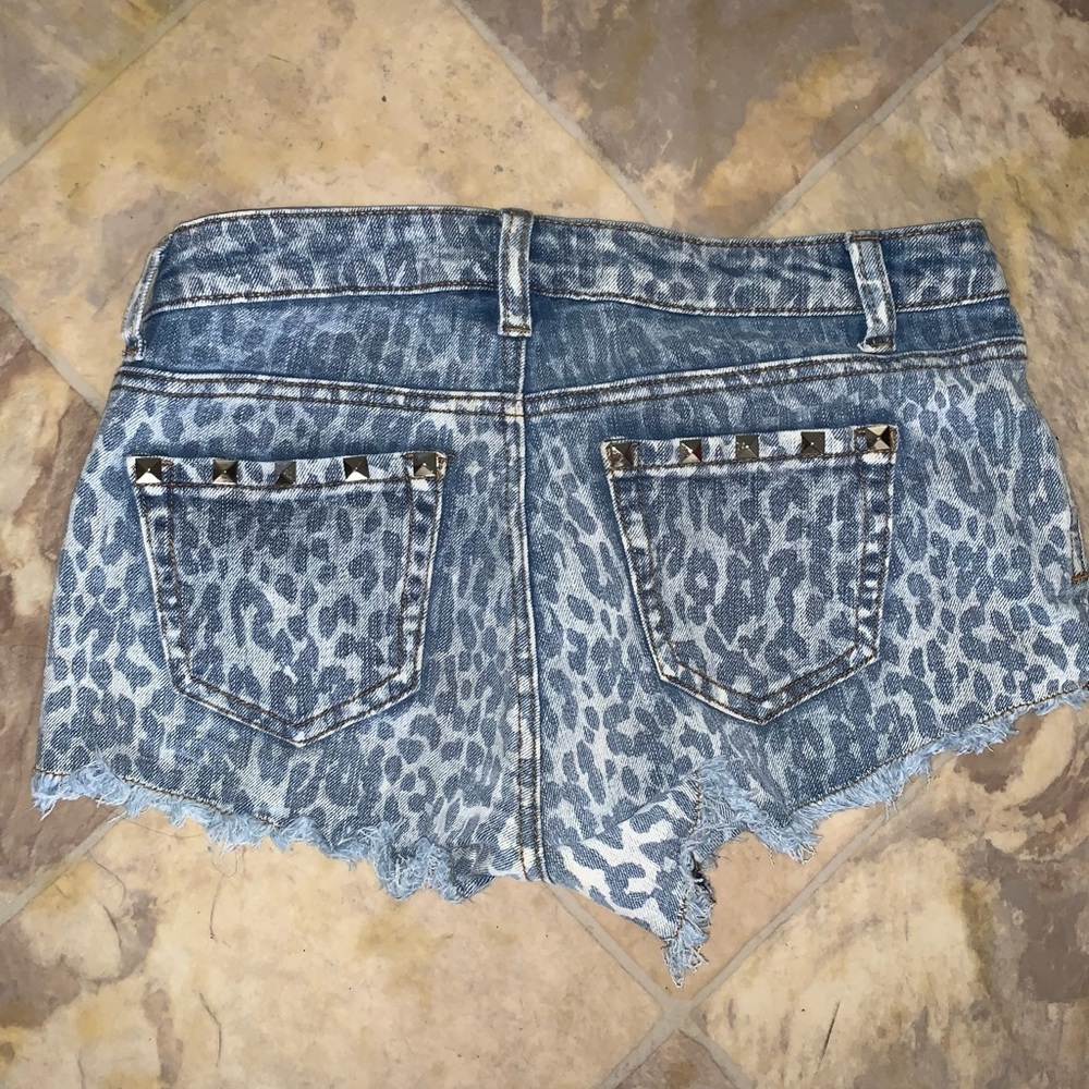 Denim Leopard Short shorts